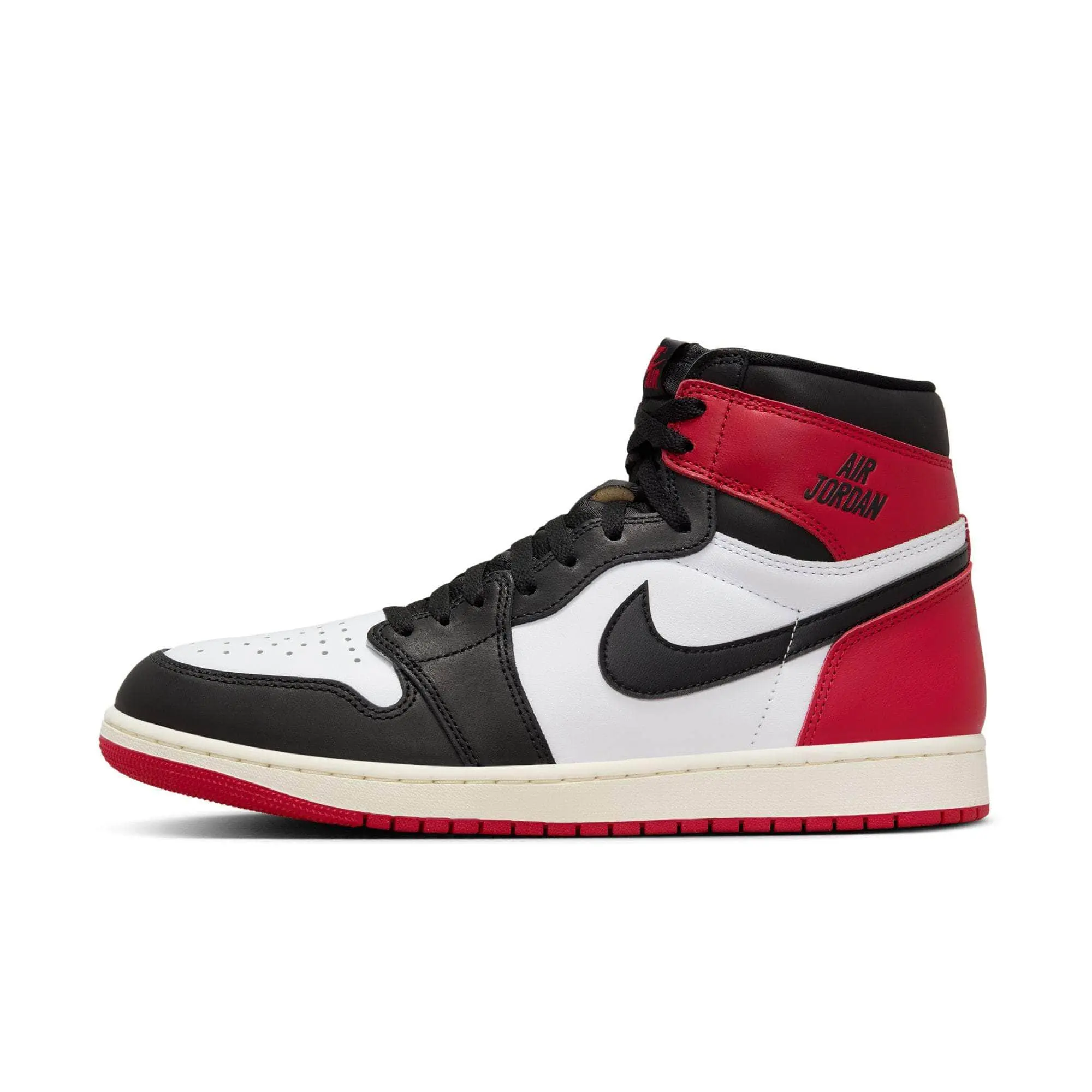 Air Jordan 1 Retro High OG "Black Toe" Men's Classic High Top Streetwear Shoes, Genuine Leather with Solid Rubber Outsole, Sneaker Trainer, Laces, Varsity, Stitchwork, Athletic, Solid Rubber Grip, All Seasons, High Cut Shoes