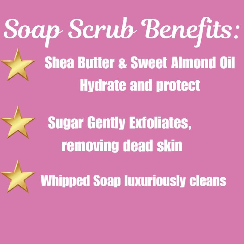 Loveberry Crush Whipped Foaming Sugar Scrub. Exfoliating Body Wash & Scrub. All Natural Shea Butter Whipped Soap/Shaving Cream handmade gentle creamy Smooth Exfoliate Moisturizing