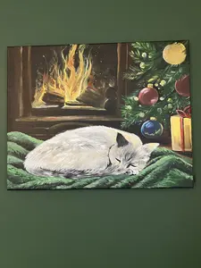 Personalizable Acrylic Cat Wall Art Painting - "Cozy Little Kitty" Design, Custom Cat Colors & Name, DIY Painting Supply for Toys & Hobbies Enthusiasts