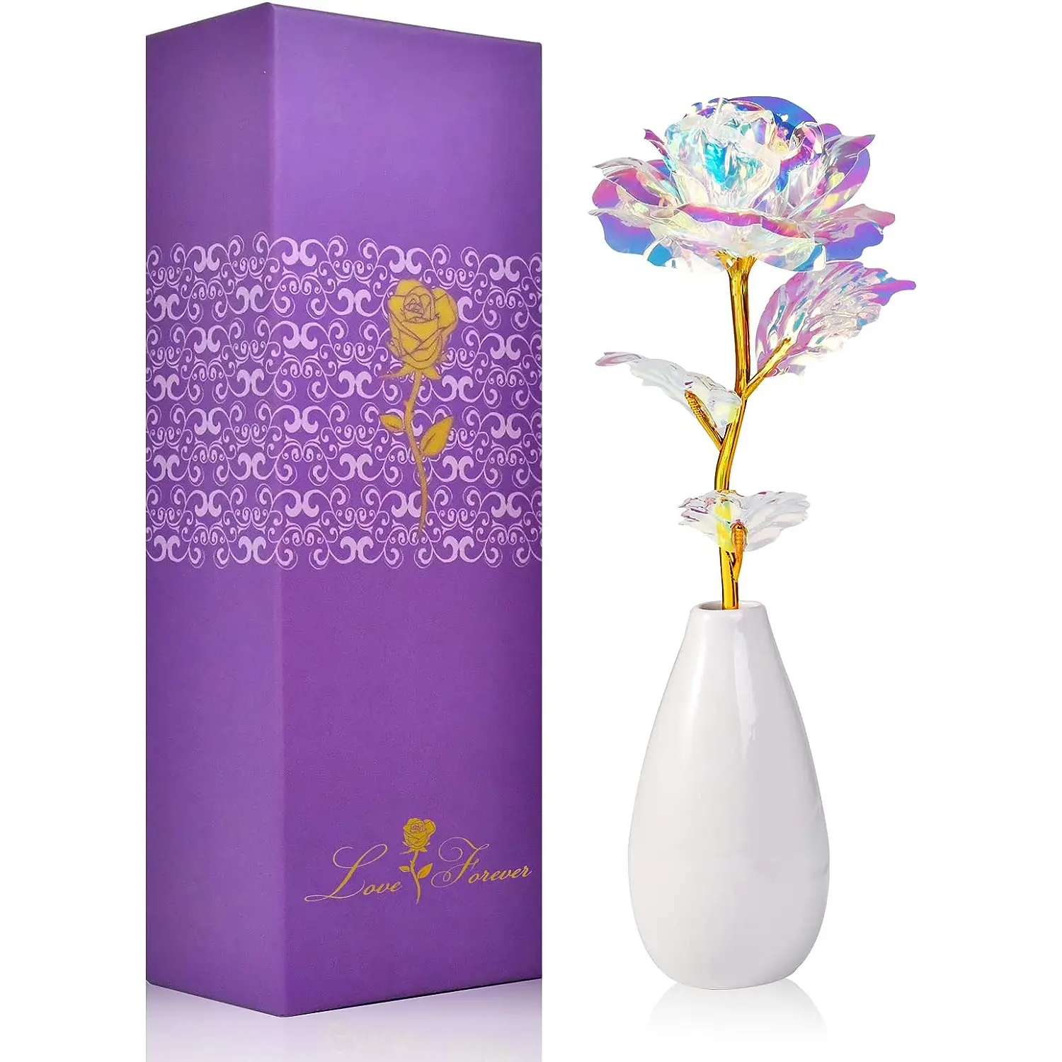 Tmacker birthday Gifts for Women Grandma - Artificial Rose Flowers with Vase Birthday Gifts for Mom Wife Her Valentines Day Anniversary Thanksgiving Wedding Christmas Galentines