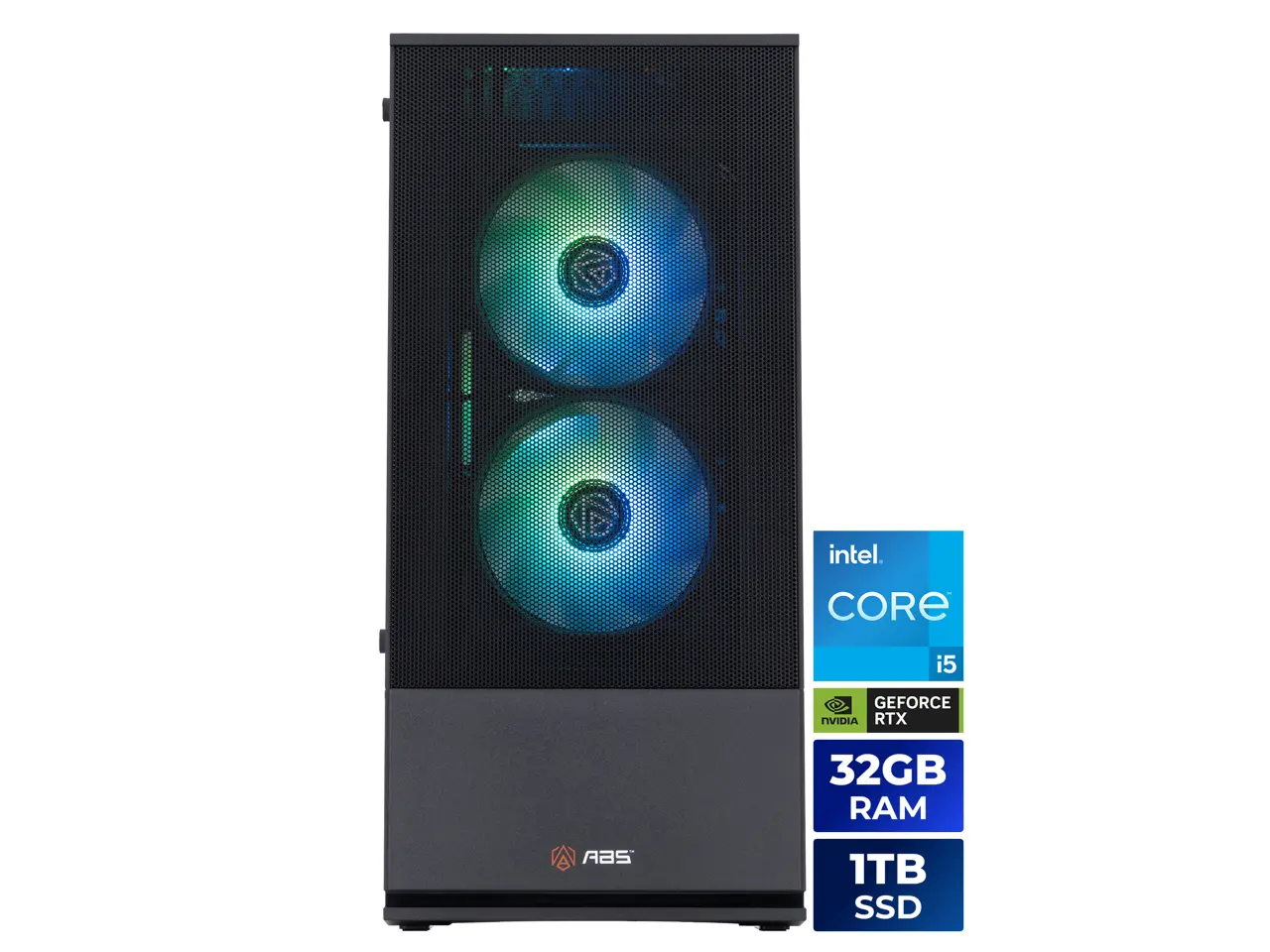 ABS Cyclone Aqua Prebuilt Gaming PC - Windows 11 - Intel Core i5-14400F - GeForce RTX 5060 - DLSS 4 - 32GB DDR4 3200 - 1TB M.2 SSD