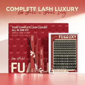 Fulluxy GLAM CASCADE Kit Everyday Luxe Volume Fluffy, Long-Lasting & Easy DIY | Complete Set with Glue Remover & Tweezer for Beginners | One Layer = Bold, Luxe Volume