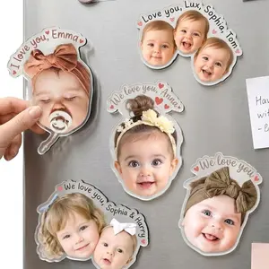 Custom Kids Face Fridge Magnet, Personalized Portrait from Photo, Fathers Day Gift for Husband, Baby Photo Keychain 4