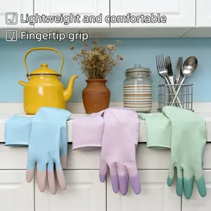 Colorful household cleaning gloves, kitchen dishwashing gloves, non-slip household gloves, suitable for small hands, flexible operation, high elasticity, laundry gloves, cleaning supplies, cleaning tools