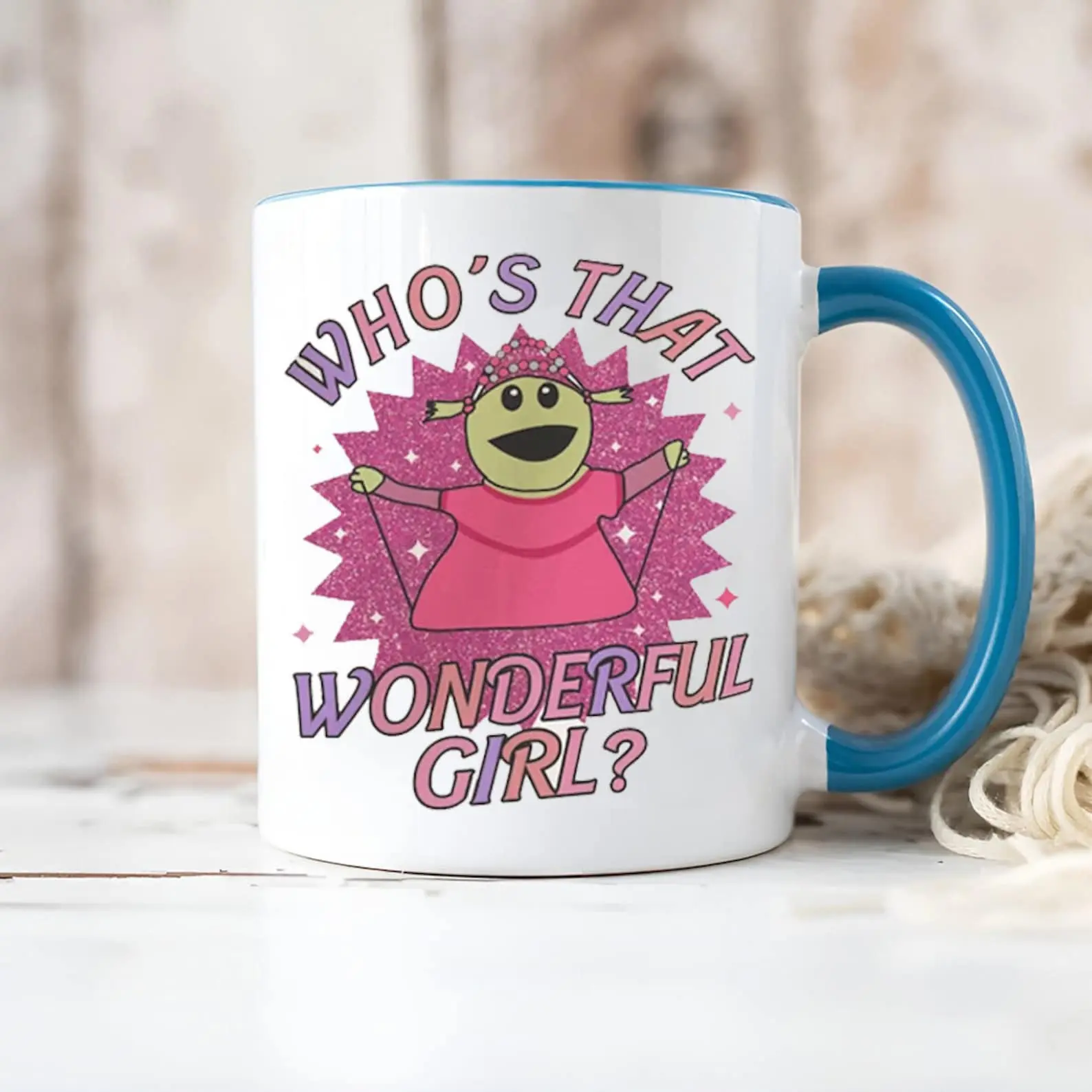 Nanalan Who's that Wonderful Girl Mug, Nanalan Fanart Meme Coffee Mug, Nanalan Peepo Merch