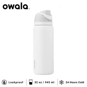 Owala Freesip Shy Marshmallow 24/32oz Water Bottle, Great For Travel Gym Camping Sport Outdoor, Gift for Friends Family and Kids