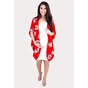 Red Floral Maternity Kimono