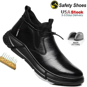 Fashion Safety Shoes Men's Work Steel Toe Caps Male Indestructible Protective Shoes  Puncture-Proof Security Footwear leather Work Boot Boots