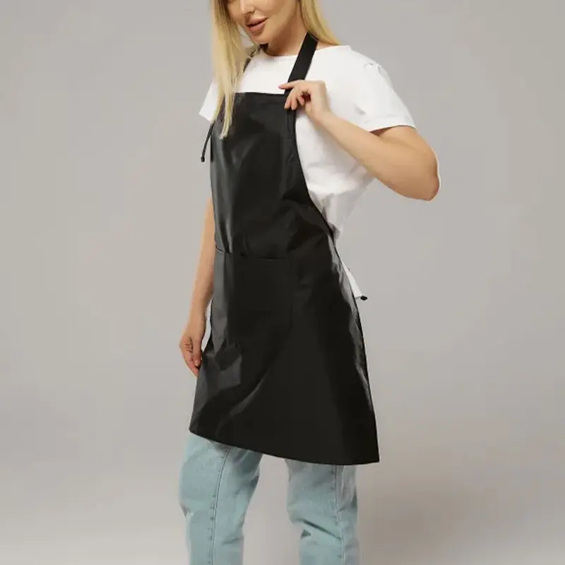 Easy Clean Plain Bib Apron, Kitchen Aprons, Waterproof Polyester Material, Stain Resistant, Suitable for Restaurant Staff & Home Chefs, Easy Cleaning Apron