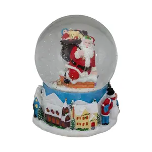 Northlight 6.5" Santa Coming Down the Chimney Snow Globe