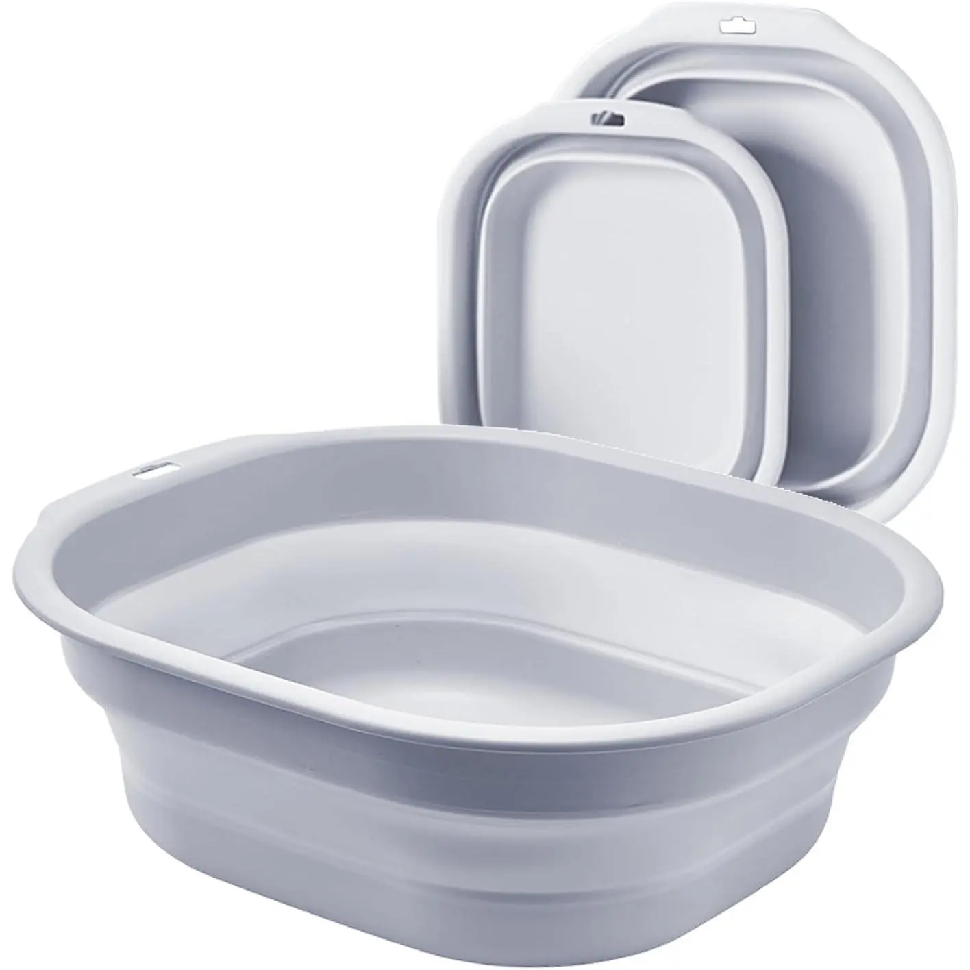 2 Pack Small Medium Collapsible Wash Basin Set, Foldable Dish Tub, Portable Plastic Sink for Kitchen Camping RV Baby Bottles Laundry, Gray