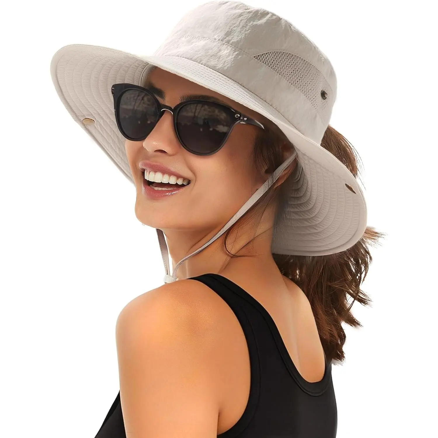 Wide Brim UPF 80+ Sun Hat with Ponytail Hole Packable Travel Beach Hat Sun Hat With Ponytail Hole - Wide Brim Sun Hat Ponytail  main image 3