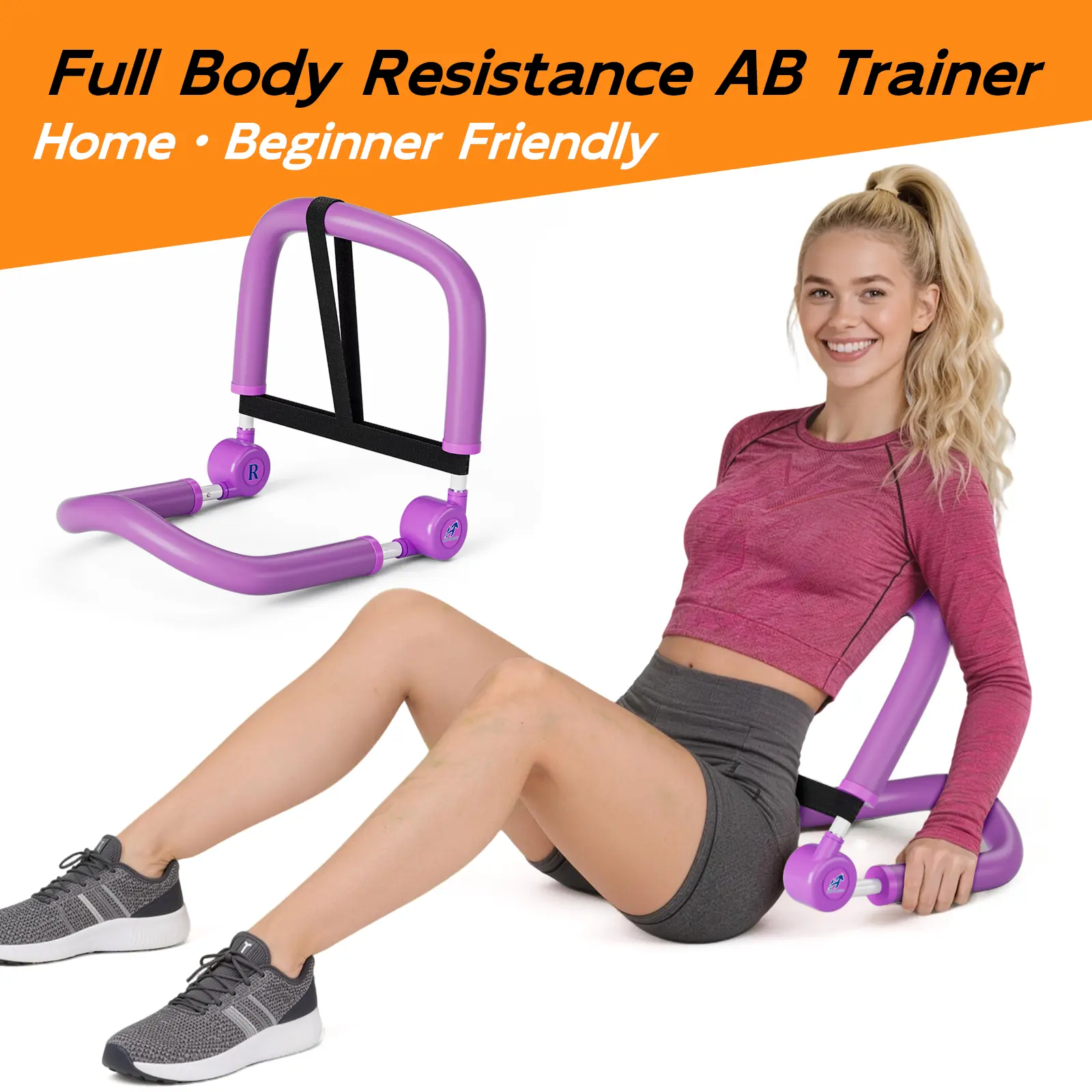 HOPHORSE Foldable Abdominal Core Equipment, Portable & Multifunctional Ab Machine for Home Abs Workout, Adjustable Fitness Tool with 3 Resistance Levels