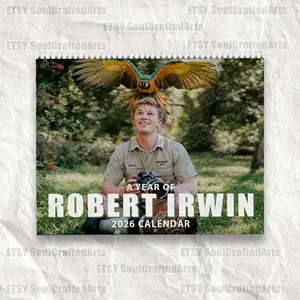 Robert Irwin 2026 Calendar, Celebrity Fan Planner, Animal Lover Wall Calendar, Celebrity Crush Merch, Funny Holiday Gift for Her