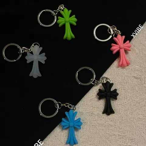 Y2K Multi-Color Gothic Cross Keychain - Unisex Durable Lightweight Everyday Fashion Accessory, Cross Decorative Keychains for Women, Gothic Art Chain Accessory for Friends