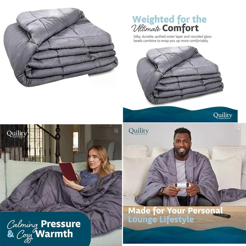 20 lbs Weighted Blanket for Adults, 60" x 80" Full Size – Gray, Soft & Comfortable – Relaxation & Stress Relief