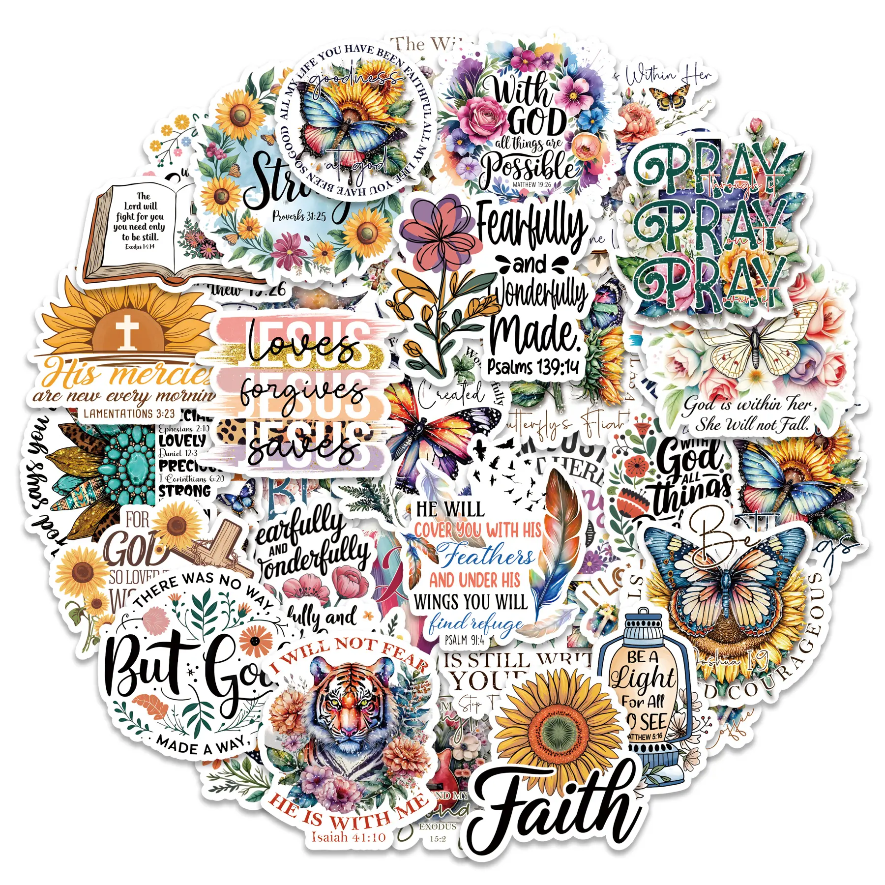 Christian Faith Stickers Pack - 100 Pcs Vintage Waterproof Bible Verse Decals for Journaling Water Bottles Religious Quotes Cross Designs Spiritual Messages Easter Gifts Daily Inspiration