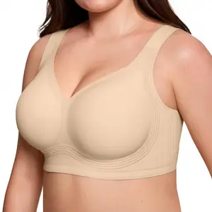 Jelly Seamless Wireless Bra for Curvy Women Buttery Soft Breathable Anti-Sagging Support Bralette Full Coverage Gentle Lift Soft Skin-Friendly Fabric Easy Care Long-Lasting Elasticity Size Inclusive M-4XL Womenswear Lightweight Casual, Rose, Padded,summer