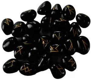 Black Onyx Rune Set — Elder Futhark 25-Piece Divination Stones