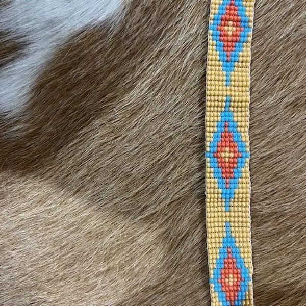 Cute Peyote Handmade Bracelet with Vibrant Blue and Orange Accents for Stylish Accessory