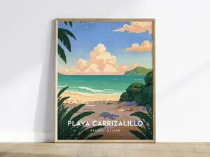 Playa Carrizalillo Poster | Puerto Escondido Oaxaca | Mexico Beach Art