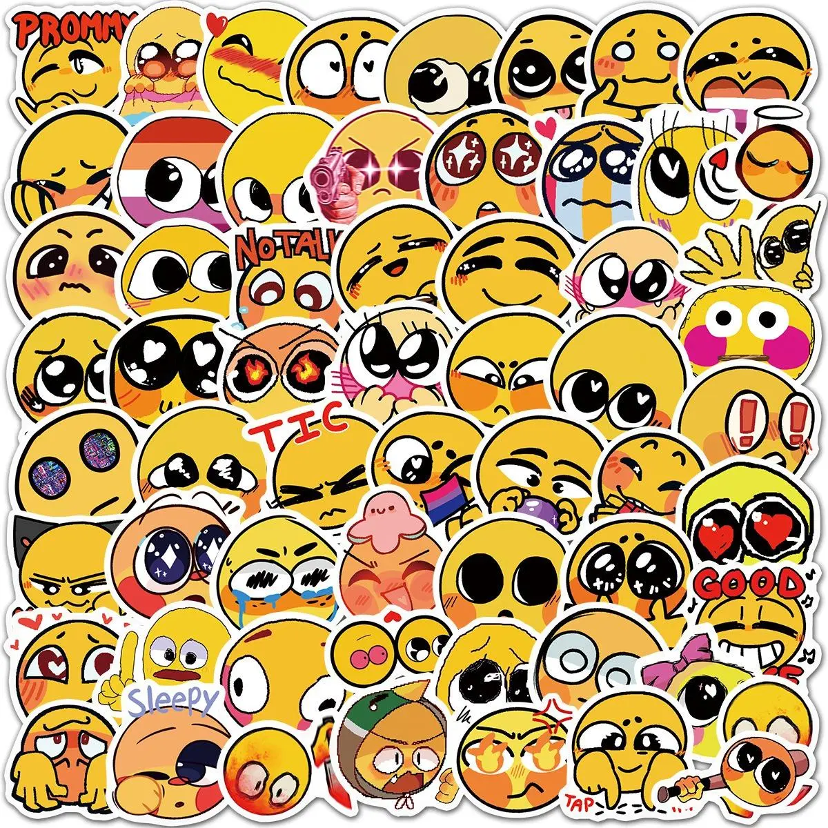 Cute Smile Face Emotional Sticker, Self Adhesive Decorative Stickers, DIY Decals for Water Bottle, Laptop, Cellphone, Phone Case, Scrapbooking, Journal Making, Cover, Accessories