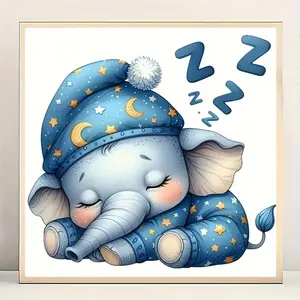 Cartoon Elephant Pattern DIY Diamond Arts Colorful Painting Kit without Frame, DIY 5D Diamond Arts Colorful Painting Kit, Wall Art Decor for Home Living Room Bedroom, Diamond Painting Kits