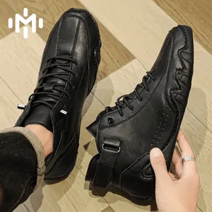 Men's High Top Lace Up Sneakers Adjustable Strap Design Breathable Perforated Detail Textured Sole Comfort Casual Daily Footwear
