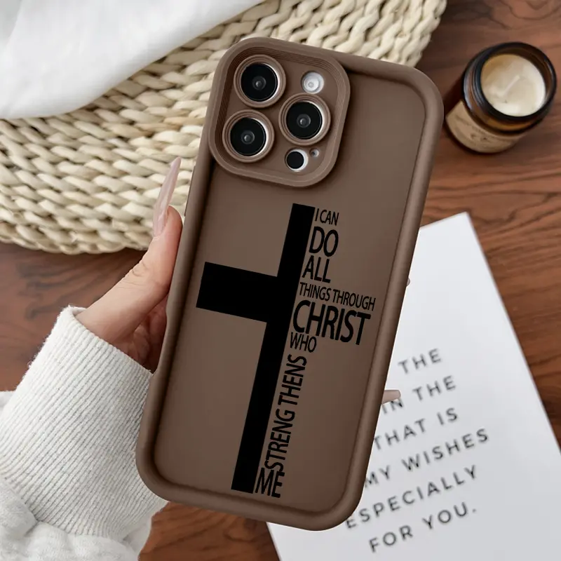 Designed for iPhone11/12/13/14/15/16/17/promax/x/xs/xr/xsmax CaseChristian Cross Quote Soft Durable TPU Protective Cover CASE, Accessories, Silicone, 1.2Mm