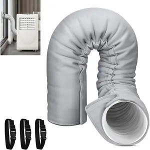 Portable AC Hose Insulation Sleeve Insulated Exhaust Hose Cover Wrap Fit 5" & 5.9" Diameter Easy Installation with 3 Adjustable Buckle Straps Light Gray