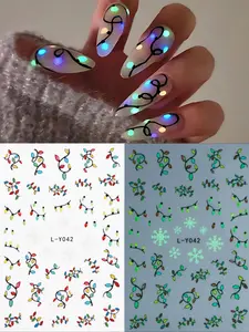 Luminous Snowflake Christmas Nail Art Stickers, Y2K Style Glow-In-Dark Decorations, Perfect for Holiday Parties & Celebrations