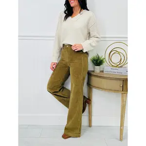 Judy Blue Olive Obsession Retro Wide Leg Corduroy Jeans