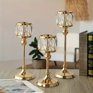 Elegant Crystal Candlesticks Set of 3, Crystal Material, Angel Design Wedding & Home Decor, Interior Decoration Accessories, Perfect for Special Occasions, Stylish Table Centerpieces, Set of Three