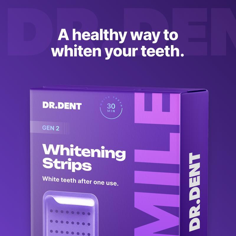 DRDENT Purple Teeth Whitening Strips-42 strips 21 Whitening Sessions - Safe for Enamel - Non Sensitive Teeth Whitening - Peroxide-Free