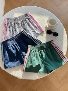 Trendy Comfortable 3-Piece Women's Casual Loose Short Pants, Side Stripe Design, Elastic Waist, Perfect for Spring Summer Carnival Activities