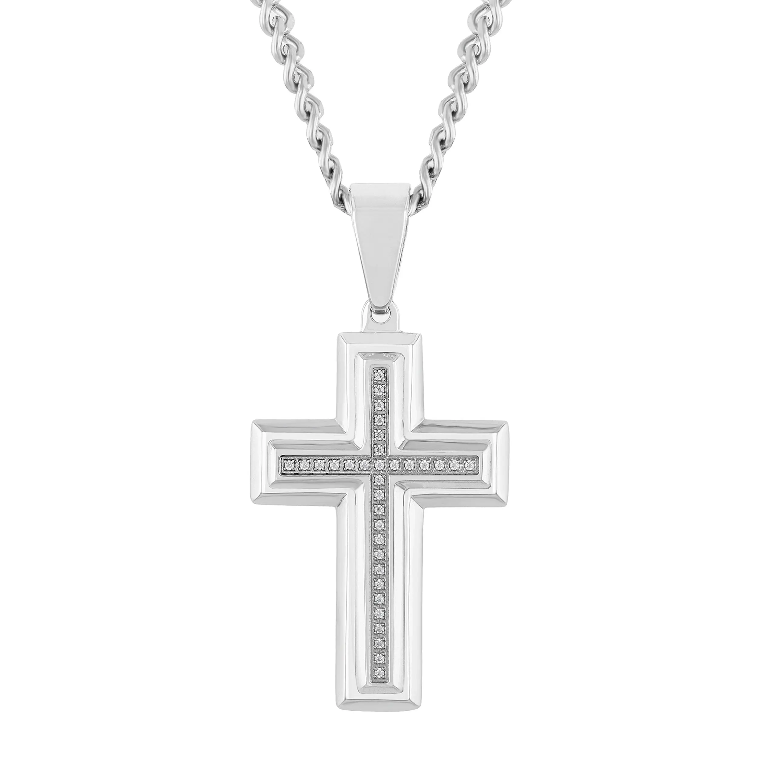 DIAMOND ACCENT CROSS PENDANT