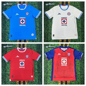 2425 Mexico League  Cruz Azul Home Blue Away White Red Jersey Short Sleeve Top Football Jerseys LIGAMX Fan Edition