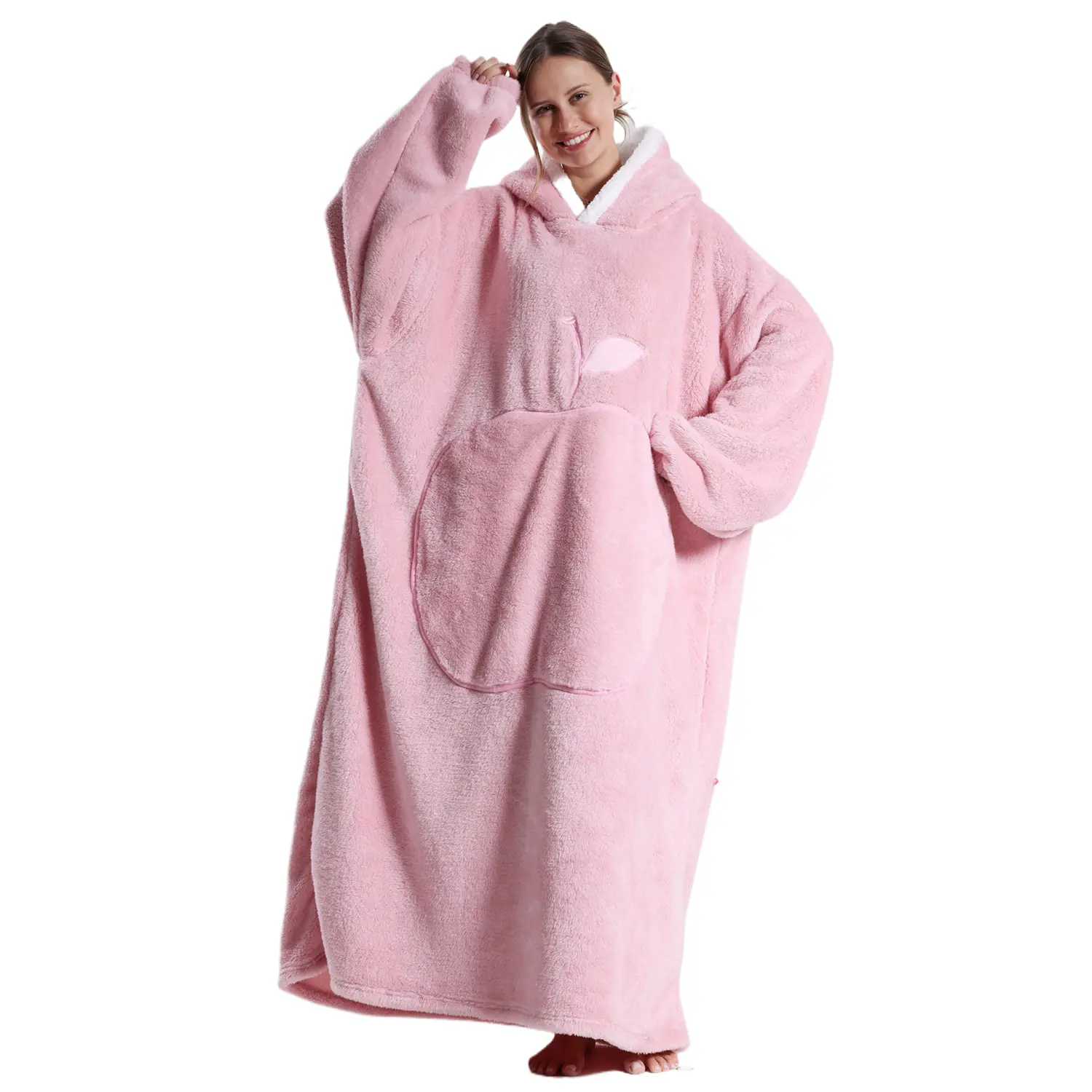 Plus Size Solid Color Wearable Blanket Hoodie for Women Men Halloween as Gift, 1Pcs Oversized Nightgown Loungewear Womenswear Wearable Hoodie Sweatshirt Blanket Warm Hoodie with Pocket