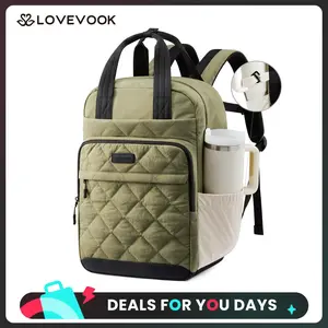 LOVEVOOK Puffer Backpack for Women Fits 15.6 Inch Laptop, Quilted Travel Backpacks Purse with Large Cup Holder, Teacher Computer Work Bags College Shool Bookbag, Puffy Carry On Personal Item Bag