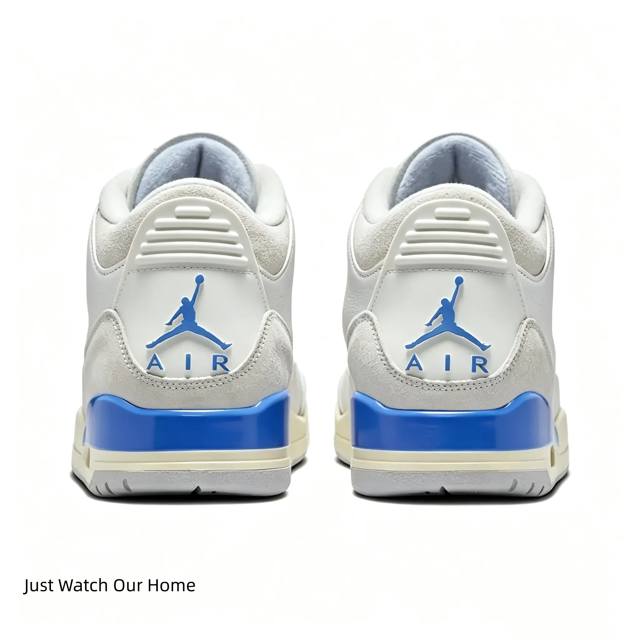 Off White Light Blue Leather Suede Mid Top Fashion Sneakers Cushioned Retro Street Casual Skate Shoes