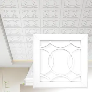 24 PCS 2x2 FT Repeating Diamond Pattern Decorative Ceiling Tiles, 24x24 Inch 3D Modern Ceiling Panels, PVC Waterproof Cuttable Material Ideal for Living Room Bedroom Cover 96 Sq.Ft