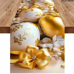 2D flat printing, 1-piece set of Easter egg patterned table flags, elegant pattern design, adding atmosphere to festivals, suitable for restaurants, corridors, living rooms, coffee tables, holiday table accessories, event planners
