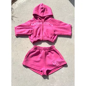 Pink on pink crop top set