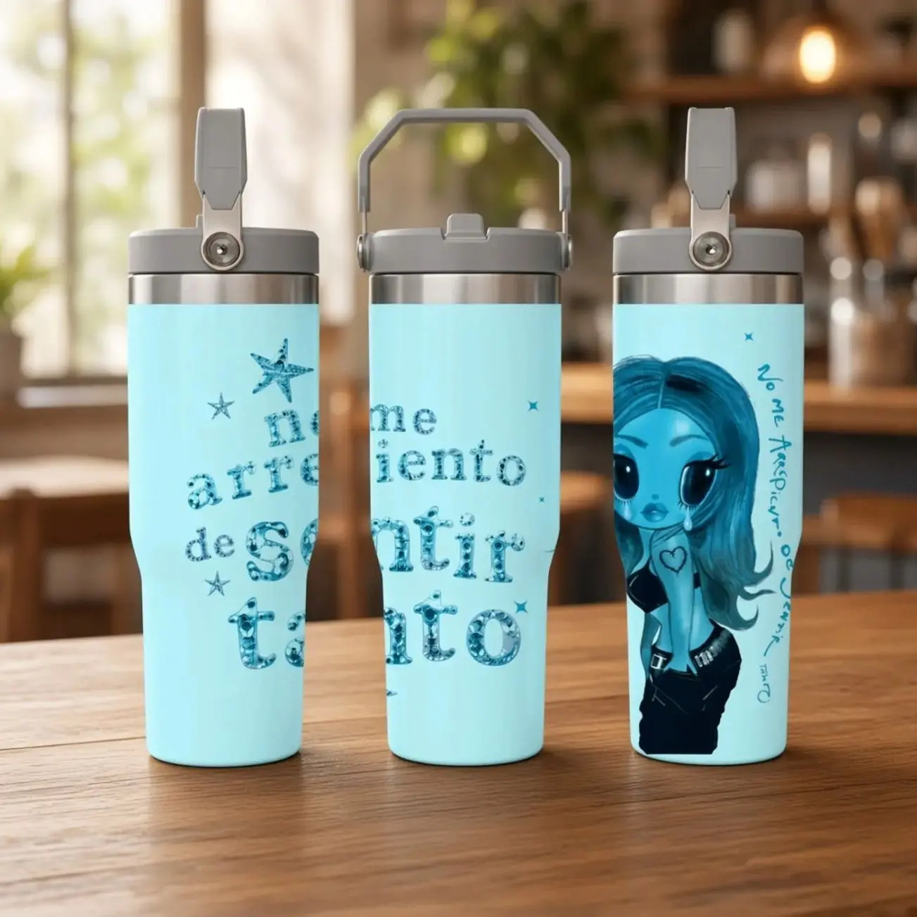 New Album No Me Arrepiento De Sentir Tanto La Bichota Latin Handheld Car Tumbler 30oz Skinny Tumbler | Handmade Sublimation Tumbler | Stainless Steel Travel Cup | Gift for Drink Fans