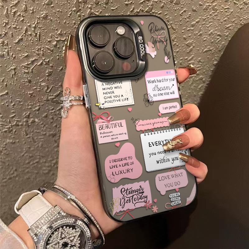 Pink Style Growth Quotes Phone Case Durable Hard Acrylic Back Case With An Anti-Yellowing Coating, Made From High-Quality Designed For Reliable Drop Protection For Your Phone For iPhone 17.16.15.14.13.12.11.X.XS.XSMAX.XR.8.7