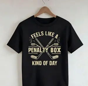 Feels like a day in the box tshirt; hockey enthusiast tshirt; sporty humor graphic top DKO