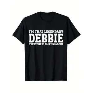 Debbie Personal Name Women'S Funny T-Shirt - Black Round Neck Short Sleeve Tee for Men And Women
