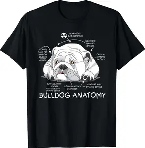 100% Cotton Funny Cute English Bulldog Anatomy Dog Biology Gift. T-Shirt