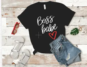 Boss Babe Tee, Well Fitting, Comfy, Casual, Tshirt, Gray, Black, Shortsleeve Womenswear T-Shirt Style Top Lightweight Medium