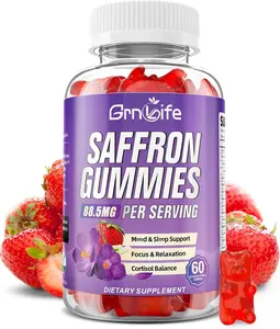 Saffron Gummies for Kids & Adults, 10-in-1 Cortisol Supplement with Saffron 88.5mg, Vitamin D3, B6, Magnesium, Zinc, Ashwagandha, L-Theanine, St. John's Wort, for Emotions, 60 Count
